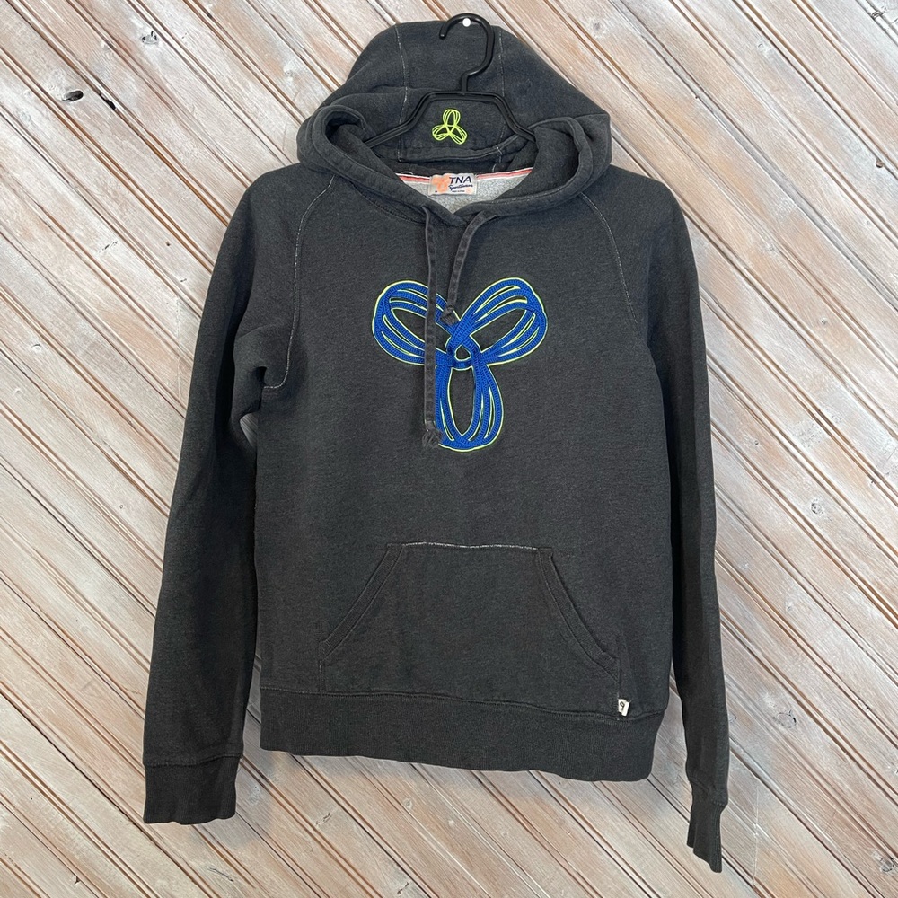 TNA vintage sportswear embroidered hoodie sweater Medium fitted blue & green